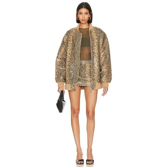 retrofete Halle Leather Jacket in Tannin Snake XSmall New Womens Coat - Picture 13 of 16